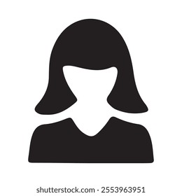 Businesswoman icon, avatar, symbol silhouette vector illustration on white background.