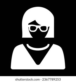 Businesswoman icon, avatar symbol - white