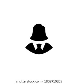 Businesswoman Icon in black flat glyph, filled style isolated on white background