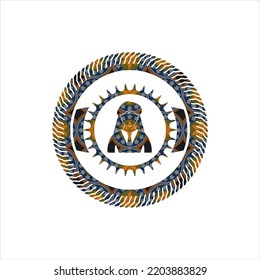 businesswoman icon inside arabesque emblem. arabic decoration. 