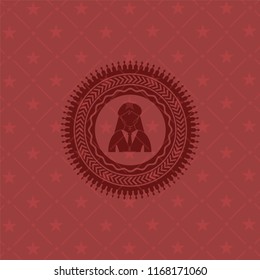 businesswoman icon inside red emblem