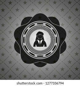 businesswoman icon inside retro style black emblem