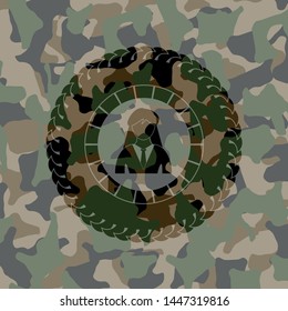 businesswoman icon on camo pattern