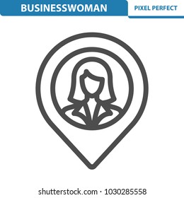 Businesswoman Icon. Professional, pixel perfect icons optimized for both large and small resolutions. EPS 8 format. 12x size for preview.
