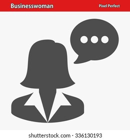 Businesswoman Icon. Professional, pixel perfect icon optimized for both large and small resolutions. EPS 8 format.