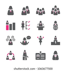 Businesswoman icon set