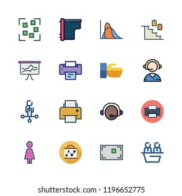 businesswoman icon set. vector set about woman, presentation, printer and printers icons set.