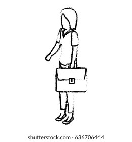businesswoman isometric avatar character with portfolio