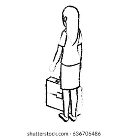 businesswoman isometric avatar character with portfolio