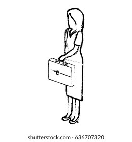 businesswoman isometric avatar character with portfolio