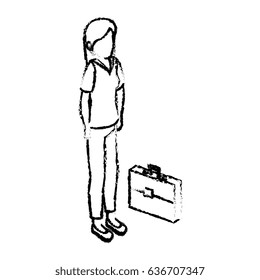 businesswoman isometric avatar character with portfolio