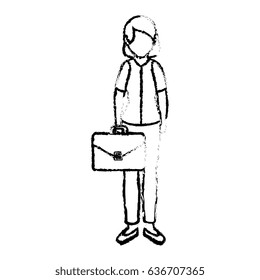 businesswoman isometric avatar character with portfolio