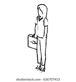 businesswoman isometric avatar character with portfolio