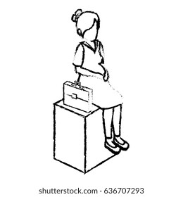 businesswoman isometric avatar character sitting