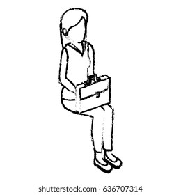 businesswoman isometric avatar character in a sitting position