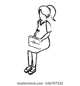 businesswoman isometric avatar character in a sitting position