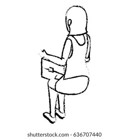 businesswoman isometric avatar character in a sitting position