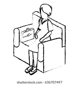 businesswoman isometric avatar character sitting