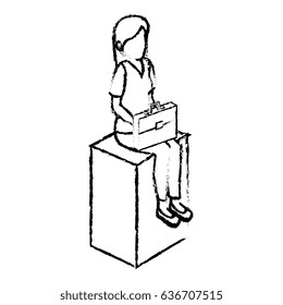 businesswoman isometric avatar character sitting