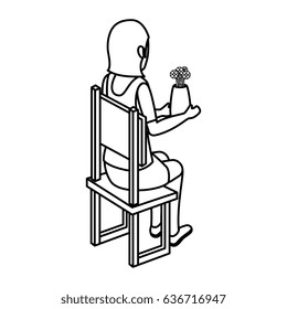 businesswoman isometric avatar character sitting
