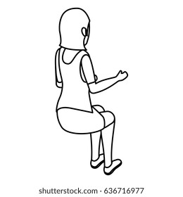 businesswoman isometric avatar character in a sitting position