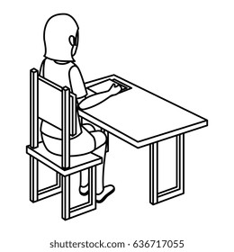 businesswoman isometric avatar character sitting