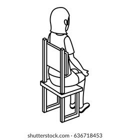 businesswoman isometric avatar character sitting