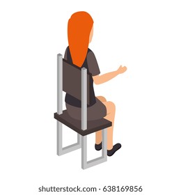 businesswoman isometric avatar character sitting