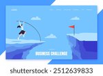 Businesswoman jumps pole vault over graph bars flat style design vector illustration business concept. Business growth and goal achievement concept.