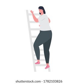 Businesswoman at ladder design, Woman business management corporate job occupation and worker theme Vector illustration