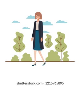 businesswoman with landscape avatar character