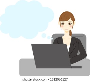 Businesswoman with laptop. speech bubble.