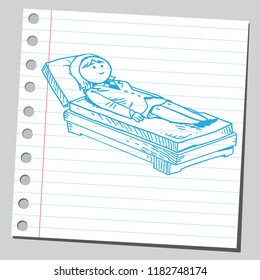 Businesswoman laying on psychiatrist bed