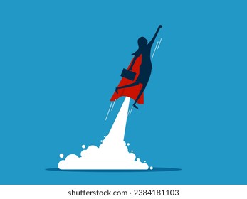 Businesswoman leaders soar in the sky with force. vector