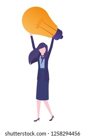 Businesswoman with lightbulb avatar character