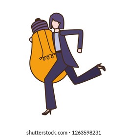 Businesswoman with lightbulb avatar character