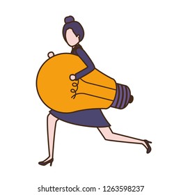 Businesswoman with lightbulb avatar character
