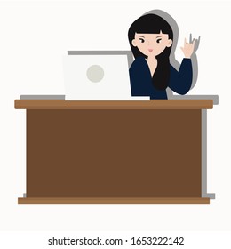 Businesswoman with love sign concept. Creative idea design. Flat vector illustration for template, brochure or presentation.