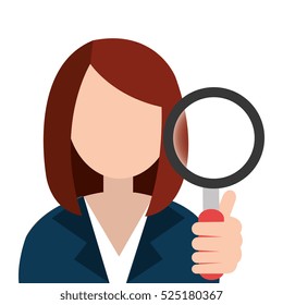 businesswoman with magnifying glass