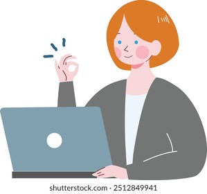 A businesswoman making an OK sign