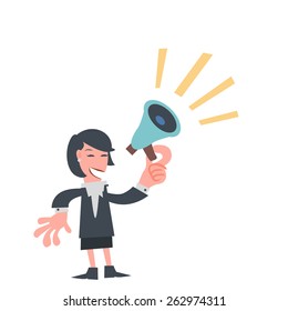 Businesswoman with Megaphone in His Hand