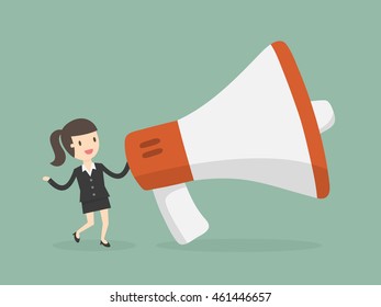 Businesswoman With Megaphone. Marketing Concept. Business Concept Illustration.

