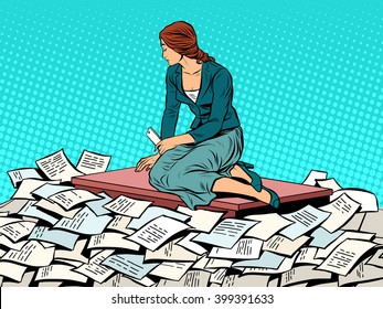 Businesswoman mermaid on the waves report
