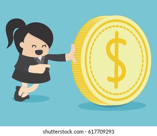 Businesswoman and money coin