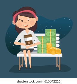 Businesswoman and money design,clean vector