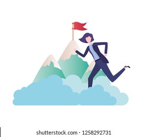 businesswoman with mountain