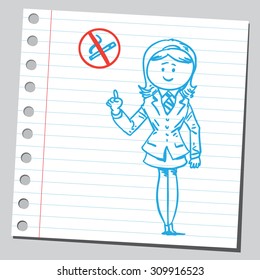 Businesswoman with no smoke sign