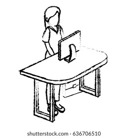 businesswoman in the office isometric avatar character