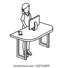 businesswoman in the office isometric avatar character