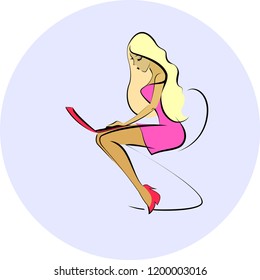 Businesswoman in the office works on notebook